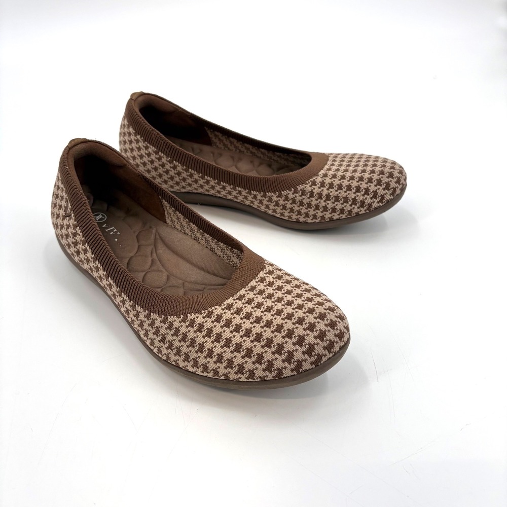 Vivaia Brown Houndstooth‎ Knit Round Toe Ballet Flats Shoes Size 39